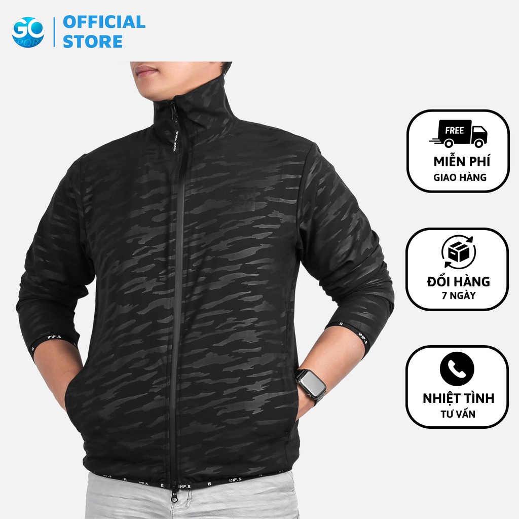 Áo khoác thể thao nam INF.S Camo pattern vải dù 1 lớp mịn mát, co giãn nhẹ, xỏ ngón