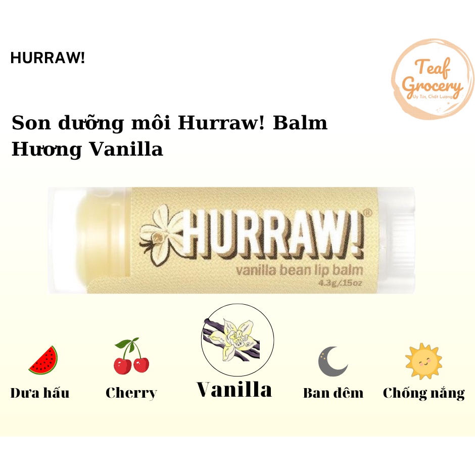 Son dưỡng môi - Hương Vanilla _ HURRAW! VANILLA BEAN LIP BALM 4.8g/.17oz