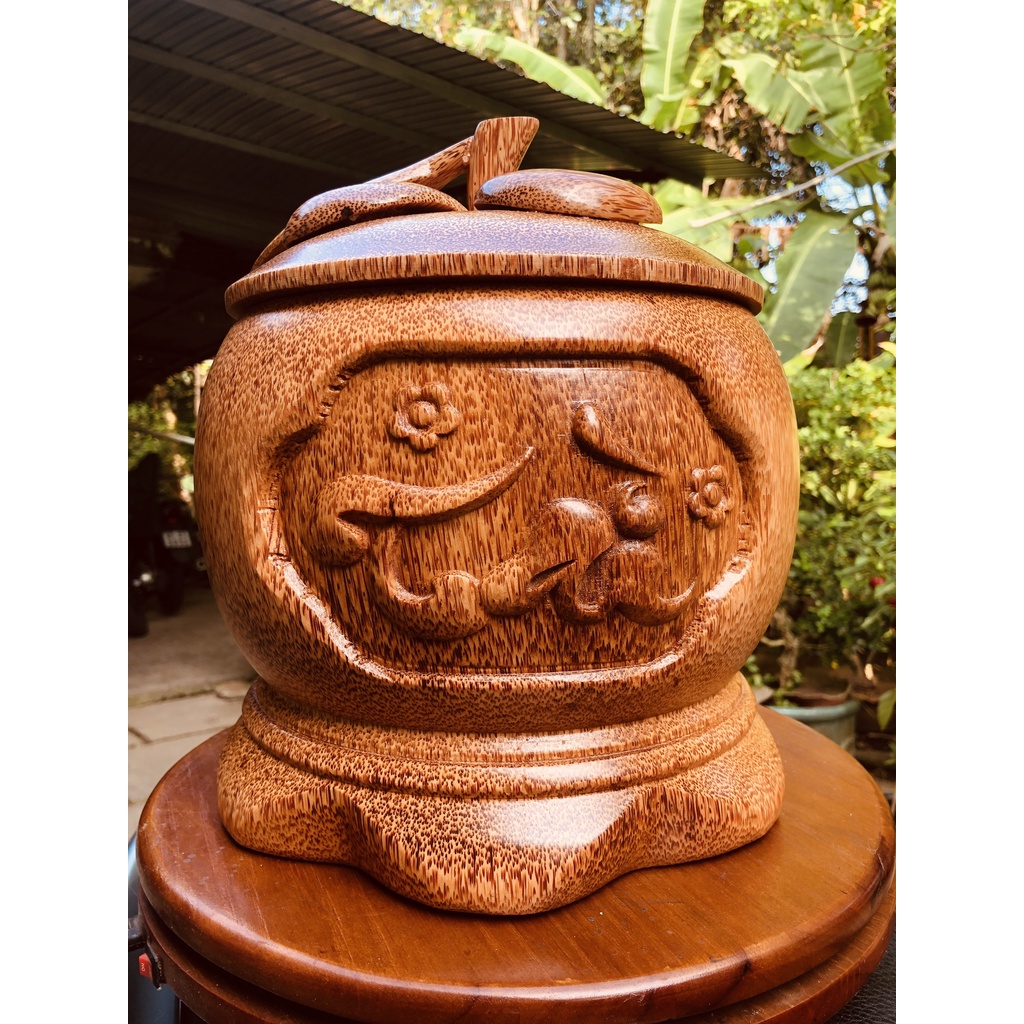 Bình giữ nhiệt | Bộ Giữ ấm trà bằng gỗ dừa TÀI LỘC - (HÀNG LOẠI 1) - DANH DUA SHOP