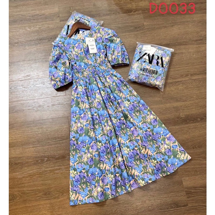 Váy zara hoa tím xanh