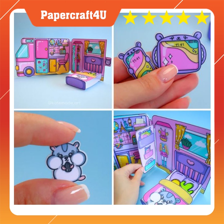 ĐỒ CHƠI NGÔI NHÀ BÚP BÊ GIẤY CẮT THỦ CÔNG DIY paper  MẪU 01