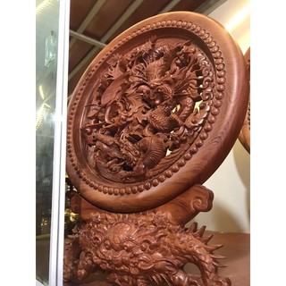 Đĩa gỗ phong thuỷ Tứ Linh Vip