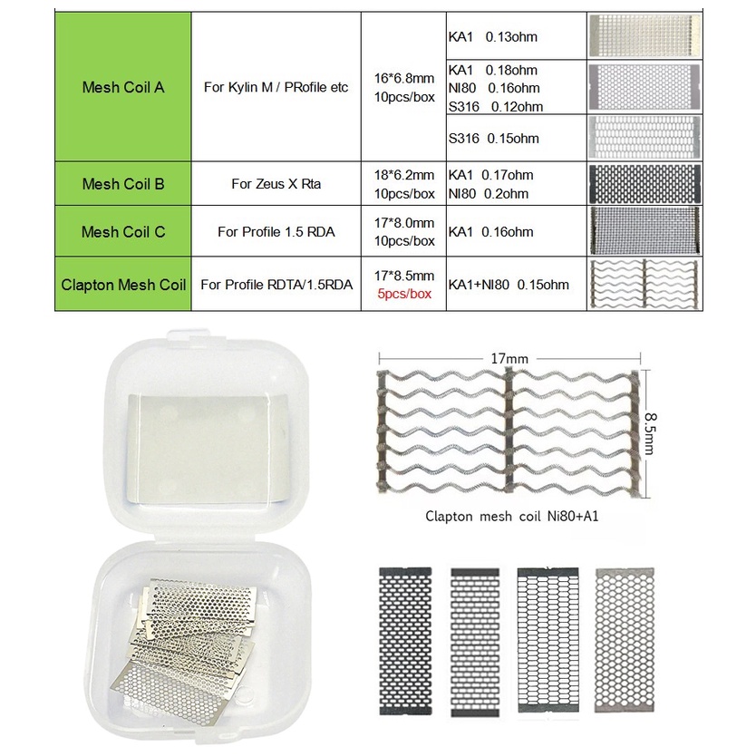 Miếng Lưới Nhiều Loại (A 1, S S 3 1 6 L, N i 8 0)