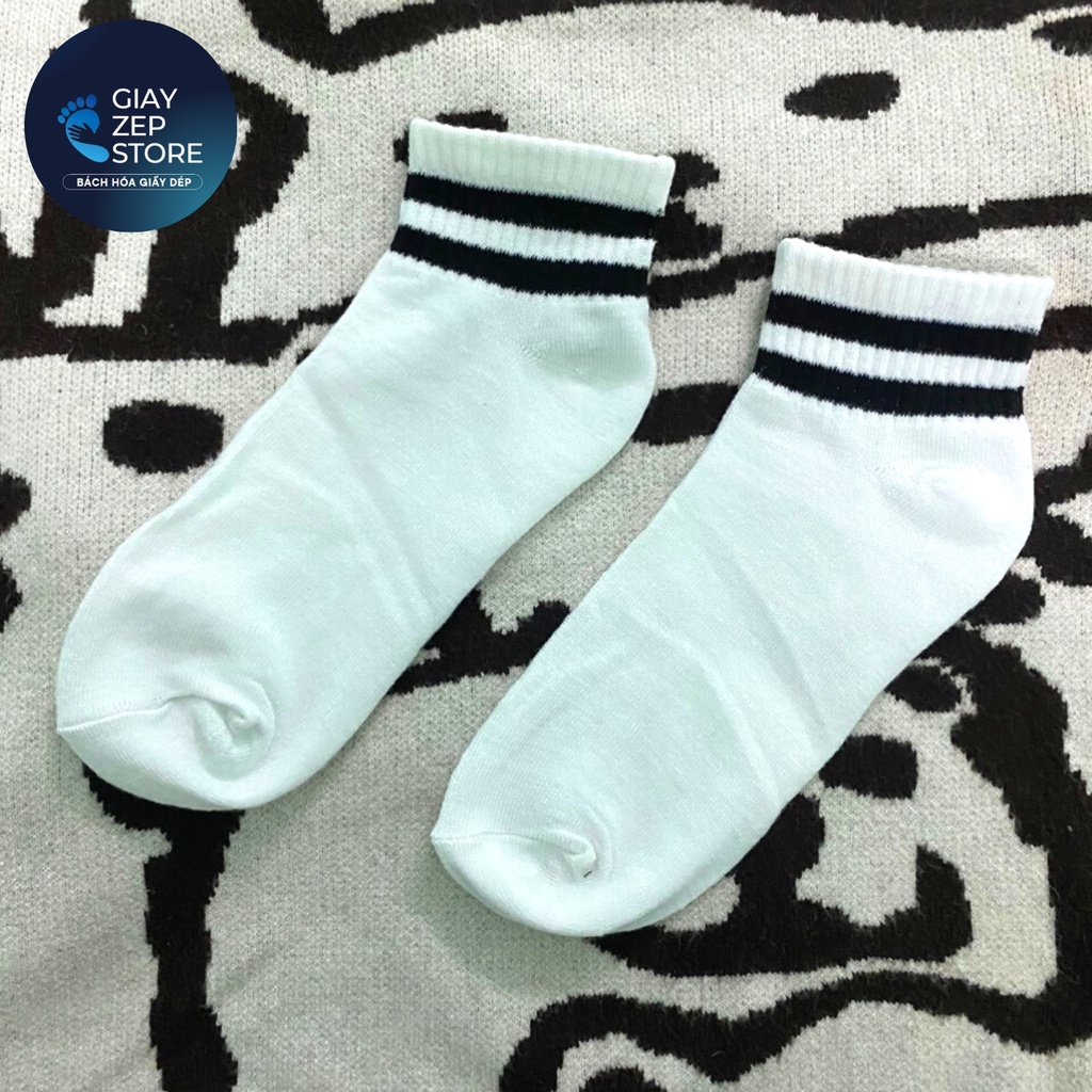Tất Nam/Nữ Cổ Cao Kẻ Đen Trắng Trơn Kháng Khuẩn Co Giãn Tốt, Thoáng Khí, Không Hôi Chânn