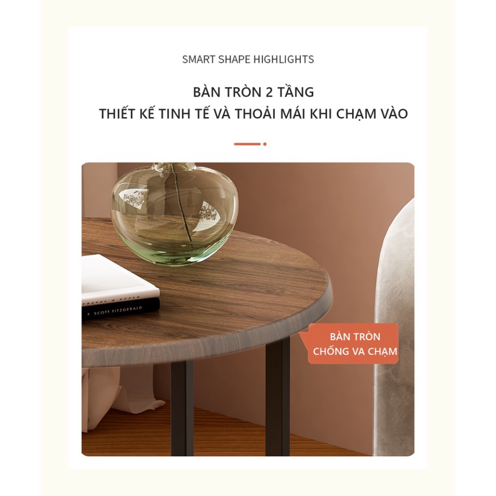 Bàn trà 2 tầng chân sắt bắt chéo - GM84