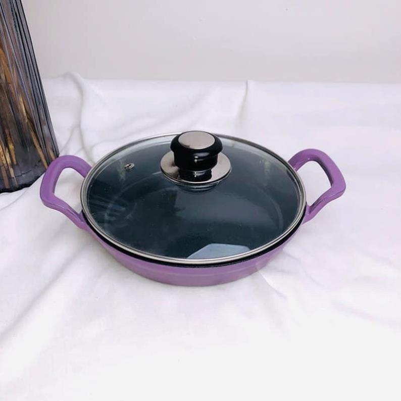 Chảo gang size 20cm màu đỏ tím
