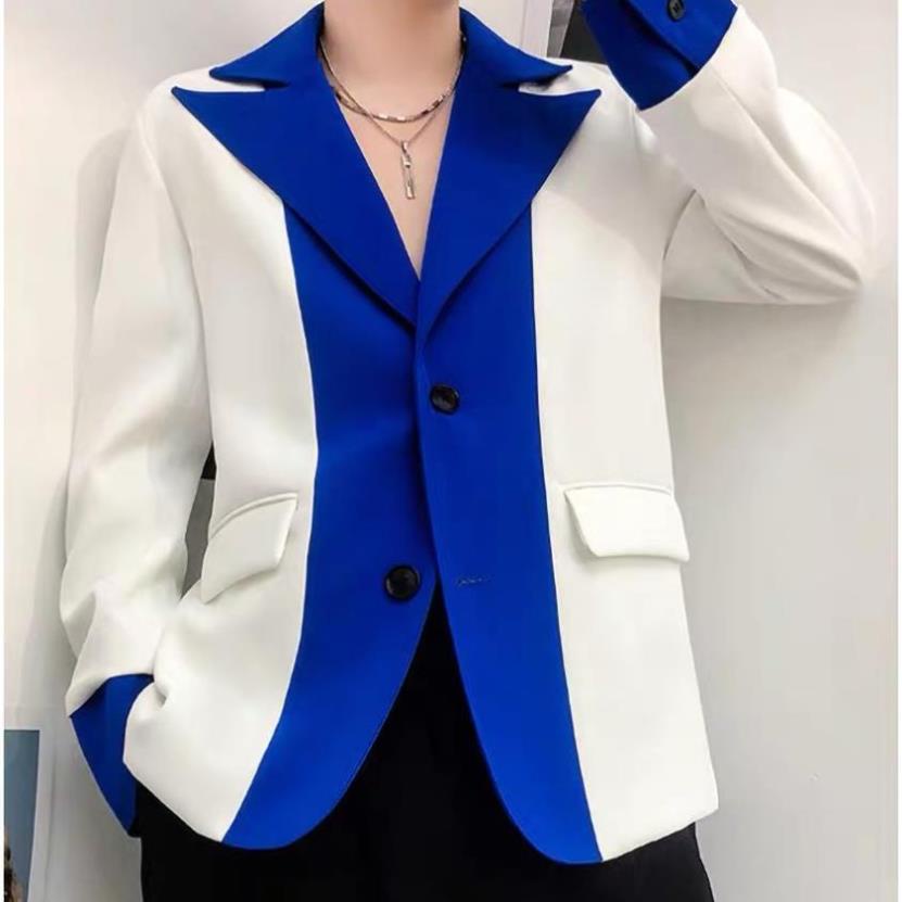 h Áo khoác Blazer nam, Áo Vest Blazer Phối màu Xanh Cô Ban nổi bật độc đáo phong cách Hot Trend trẻ trung Mã N44 . | BigBuy360 - bigbuy360.vn