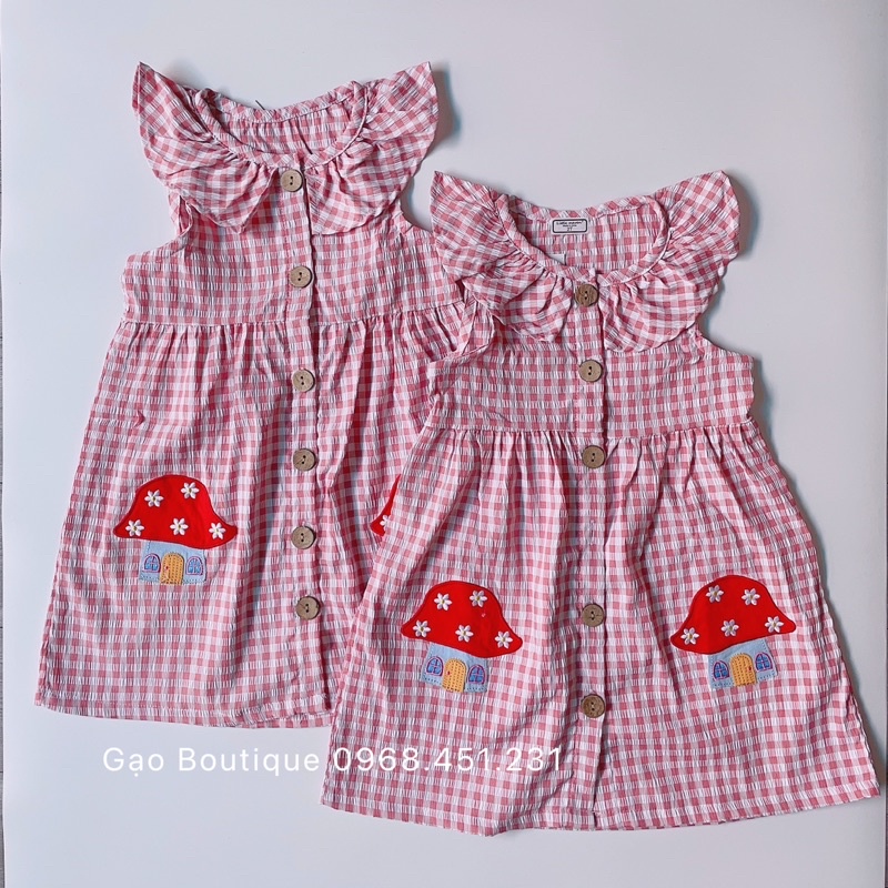 Váy hè caro cổ bèo Little Maven cho bé gái 10-23kg