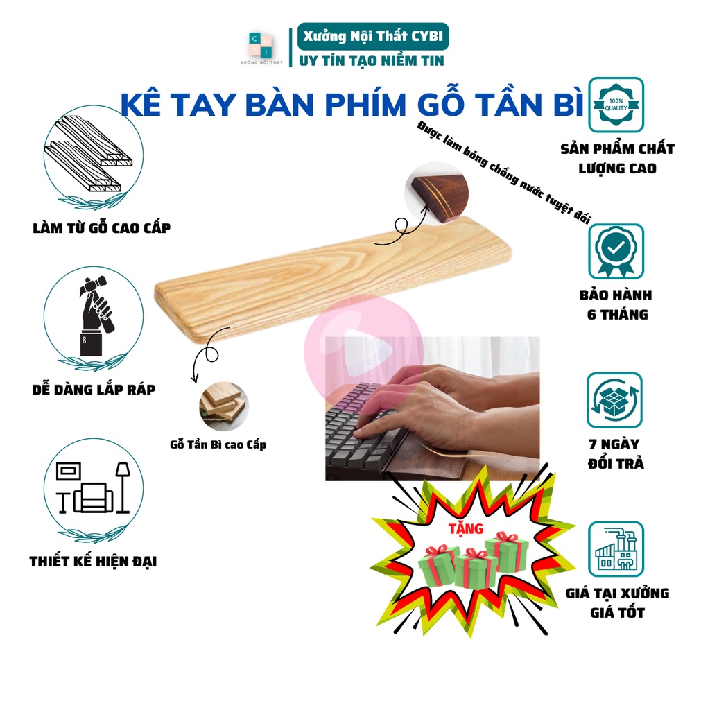 Kê Tay Bàn Phím Gỗ Tần Bì Cao Cấp Chống Đau Mỏi Cổ Tay Khi Dùng Bàn Phím Bảo Hành 6 Tháng.