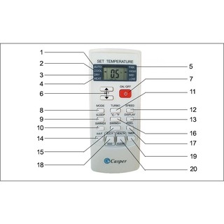 Casper nút đỏ - remote điều khiển máy lạnh điều hòa casper có nút on/off màu đỏ