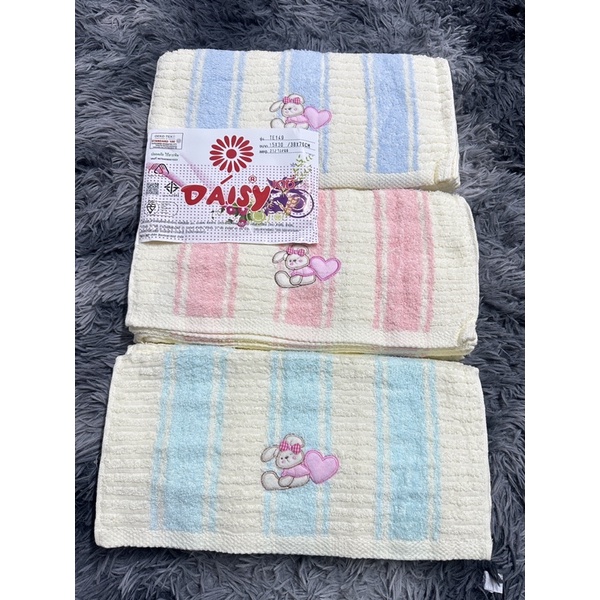 Set 5 Khăn Tắm Thỏ Daisy Thái Lan 38*76 Màu và Sọc .