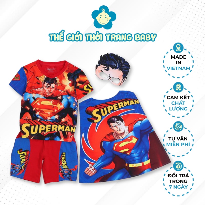 Bộ quần áo siêu nhân super men cho bé , quần áo siêu anh hùng bé trai B6SN