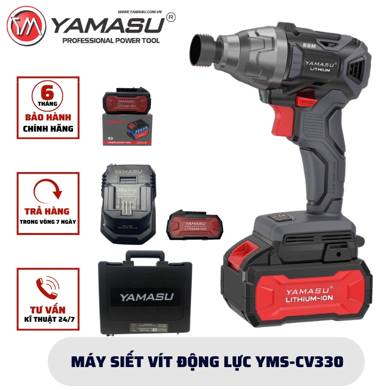 Máy bắn vít YAMASU YMS-CV330 với động cơ không chổi than và dung lượng pin lớn 4000 mAh, bảo hành 6 tháng trên toàn quốc