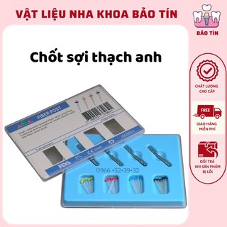 Chốt tạo cùi răng chốt sợi thạch anh hộp 20 cái tặng kèm mũi khoan tạo chốt