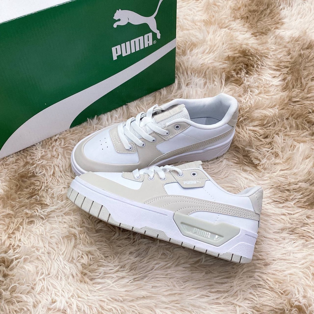 giày thể thao puma cali trắng kem đế cao, chuẩn 1: full box