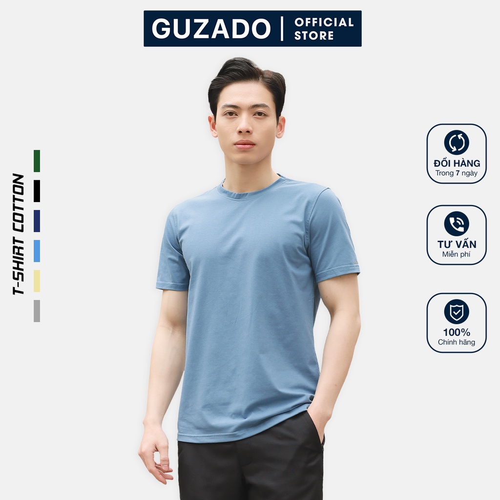 Áo thun nam Guzado phông trơn co giãn 4 chiều,chất cotton mềm mịn,mát mẻ,form regularfit,trẻ trung năng động TS01