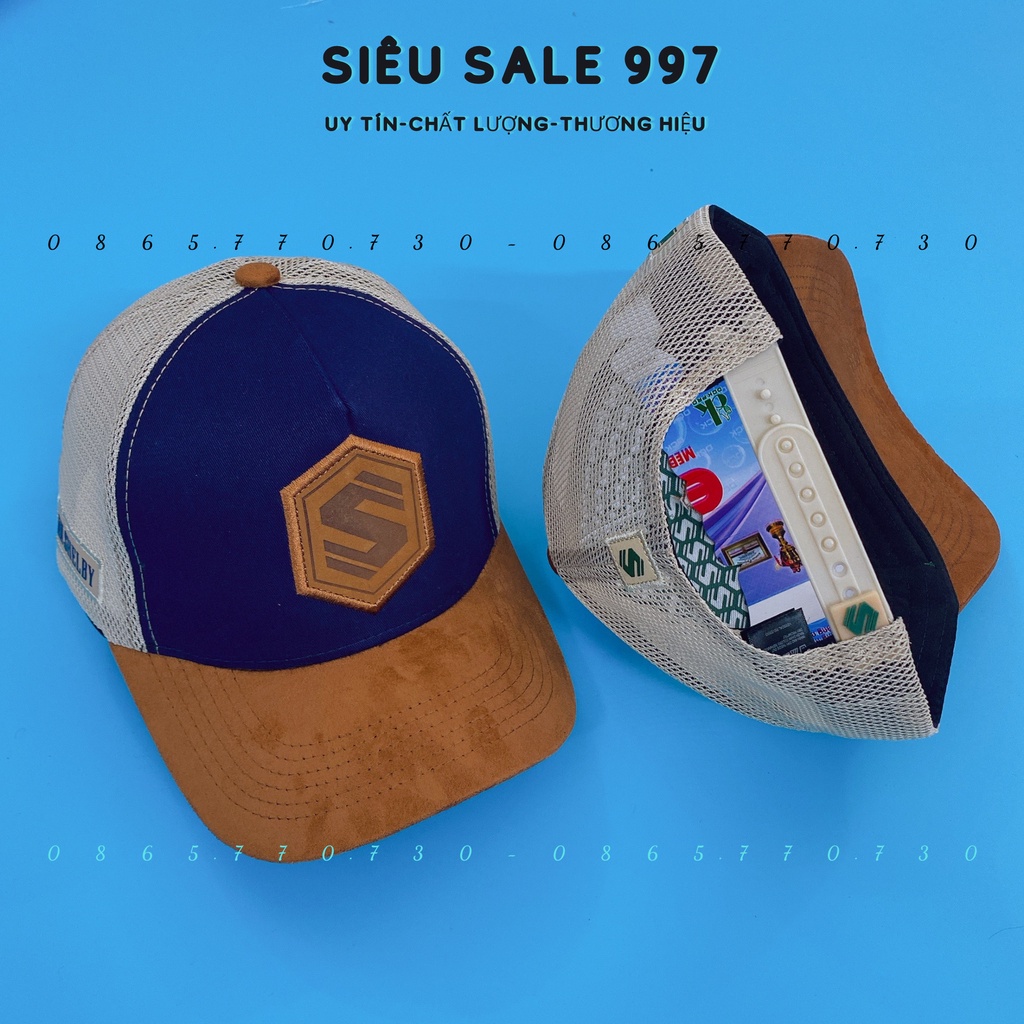 (SIÊU PHẨM) MŨ LƯỠI TRAI THÊU LOGO S CHẤT DA LỘN PHỐI LƯỚI CAO CẤP MẪU MỚI FULL TEM MÁC