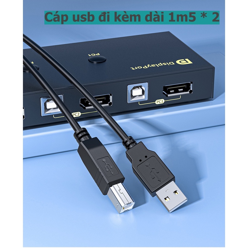 Bộ KVM kết nối 2 PC lên 1 màn hình  - hỗ trợ usb, chuột, bàn phím và nút chuyền từ xa - Hồ Phạm