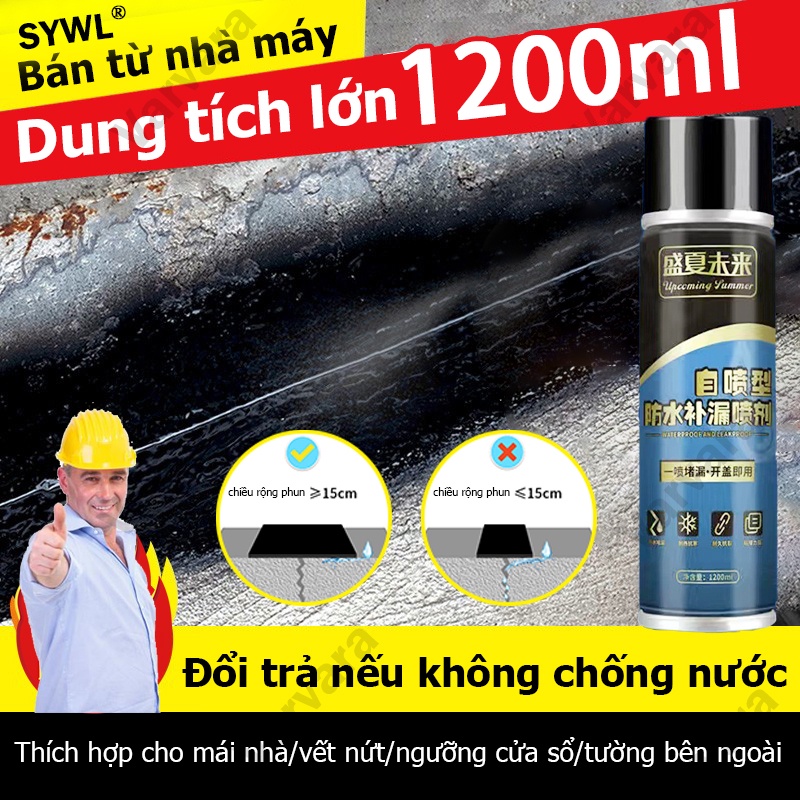 SYWL Xịt Chống Thấm Nước 1200ml Xử Lý Dột Tường Trần Mái Nhà Sân Thượng Bình Xịt Chống Thấm