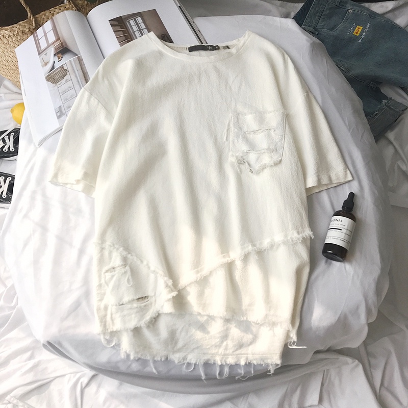 Áo phông nam boy phố rách phong cách hip hop hiện đại