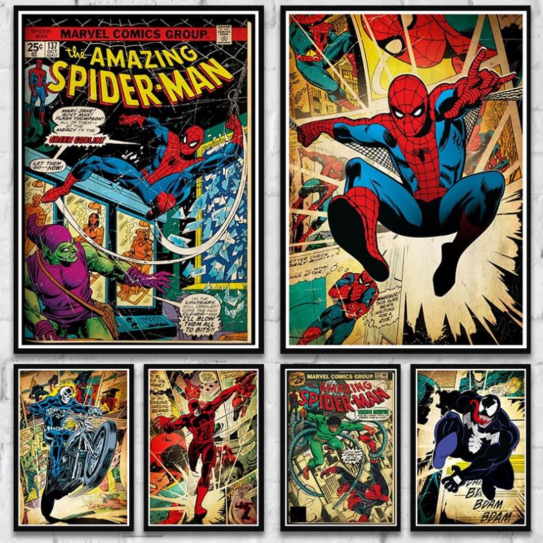 Áp Phích Giấy Kraft Chất Lượng Cao Hình Siêu Anh Hùng Marvel