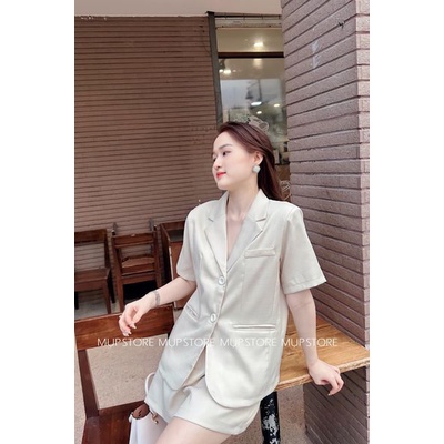 Set đồ nữ hiện đại thiết kế, Set vest tay ngắn quần short Mụp Store