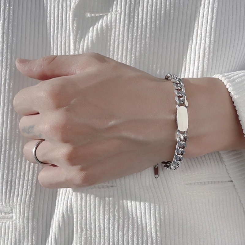 Lắc tay nam nữ Khắc Tên theo yêu cầu, Vòng tay đôi lắc ngắn Shop làm quà tặng màu bạc 925 không gỉ, couple unisex-LT04