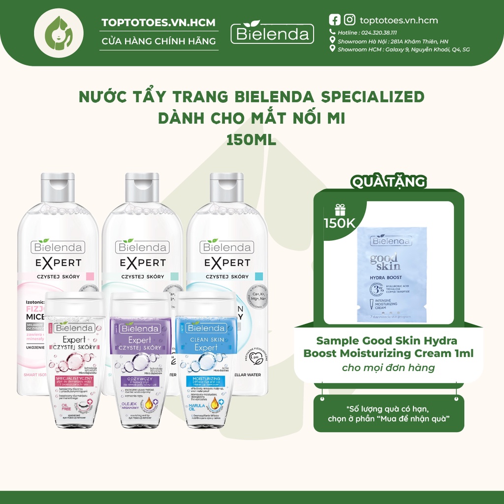 Nước tẩy trang Bielenda Clean Skin Expert làm sạch sâu cho mặt, mắt, môi 150ml/400ml