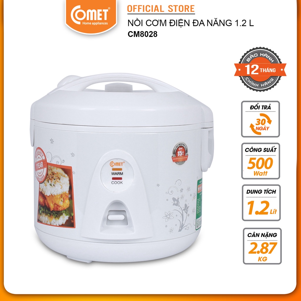 [Mã ELCMVIP1 giảm 10% đơn 699K] Nồi cơm điện 1.2L COMET - CM8028