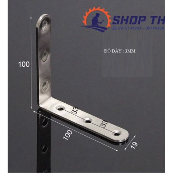 Ke góc vuông chữ L inox dày 3mm
