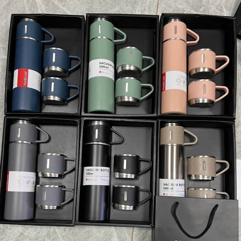 Bình Giữ Nhiệt Lõi Inox Cao Cấp Tặng Kèm 2 Cốc Fullbox Sang Trọng