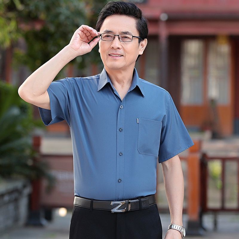 Áo Sơ mi nam ngắn tay công sở trung niên và cao tuổi 50-60-70 tuổi