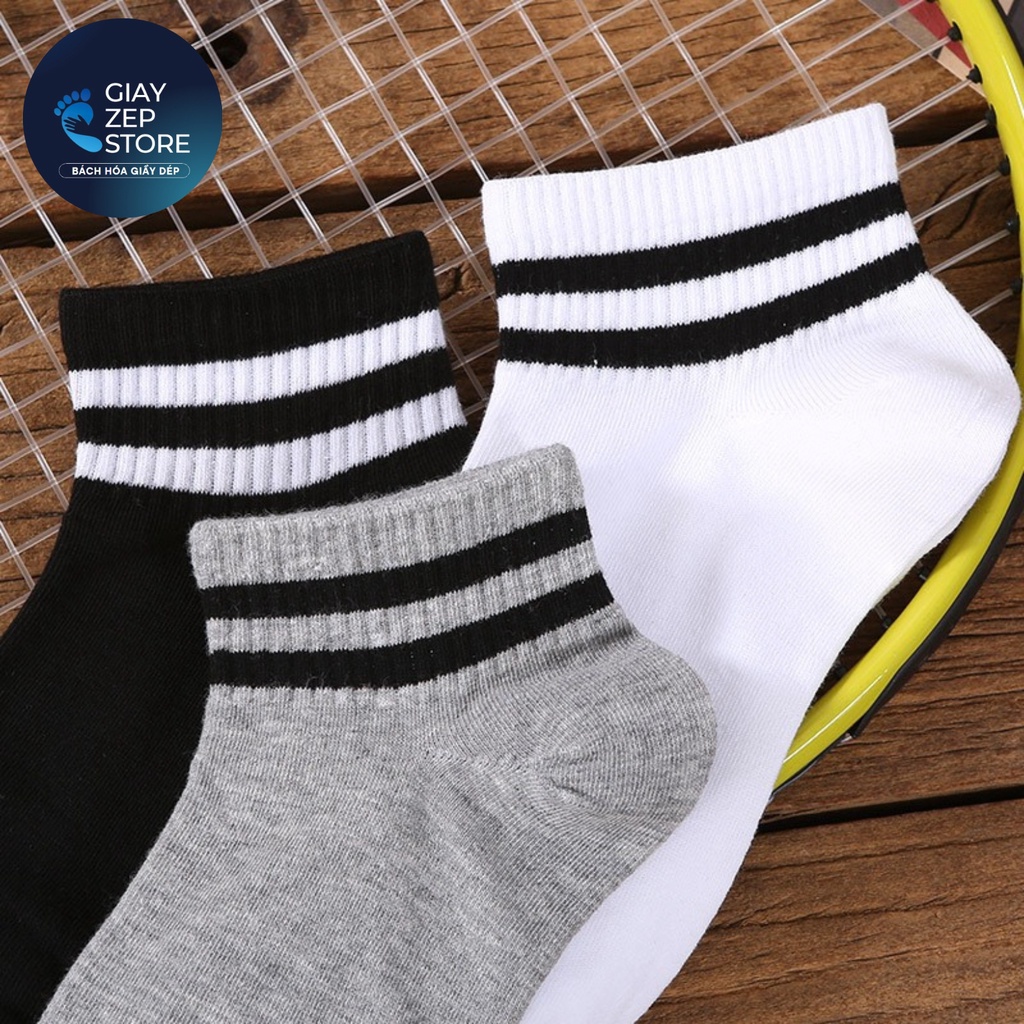 Tất Nam/Nữ Cổ Cao Kẻ Đen Trắng Trơn Kháng Khuẩn Co Giãn Tốt, Thoáng Khí, Không Hôi Chânn