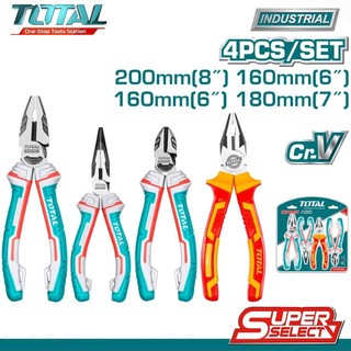 Bộ 4 kềm răng 8 inch/200mm , cắt 6 inch/160mm , nhọn 6inch/160mm đa năng total tht2k0456