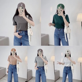 Áo cổ tròn form rộng cotton khô