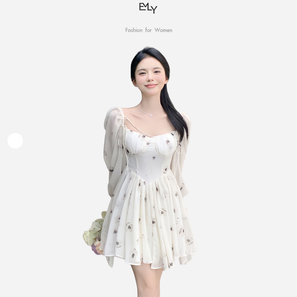 Đầm dáng xòe hoa nhi tay dài mini Emilyshop