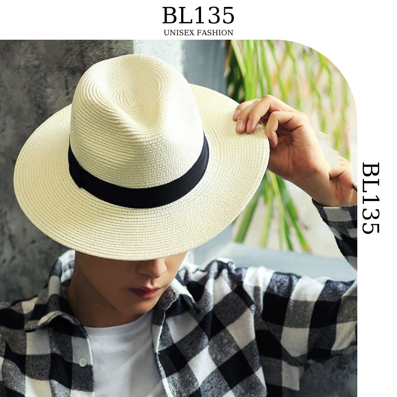 Mũ Cói Đi Biển Panama Thời Trang Vintage, Nón Cói Đi Biển Đi Dạo Hottrend - BL135