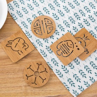 Miếng Lót Cốc Đĩa Nồi cách nhiệt cổ điển Bằng Gỗ Sang Chảnh 9,5cm - 2193 SHOP SIÊU RẺ 88