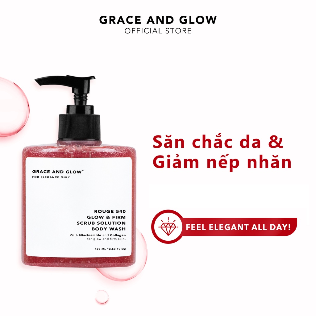Sữa tắm scrub tẩy da chết Grace and Glow Rouge 540 Scrub Solution body wash
