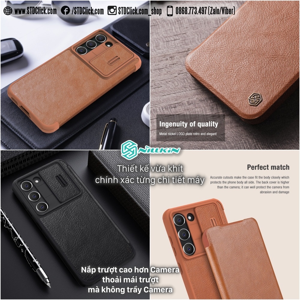 BAO DA SAMSUNG GALAXY S23 PLUS 5G  NILLKIN QIN PRO BẢO VỆ CAMERA CHÍNH HÃNG HÀNG CHUẨN