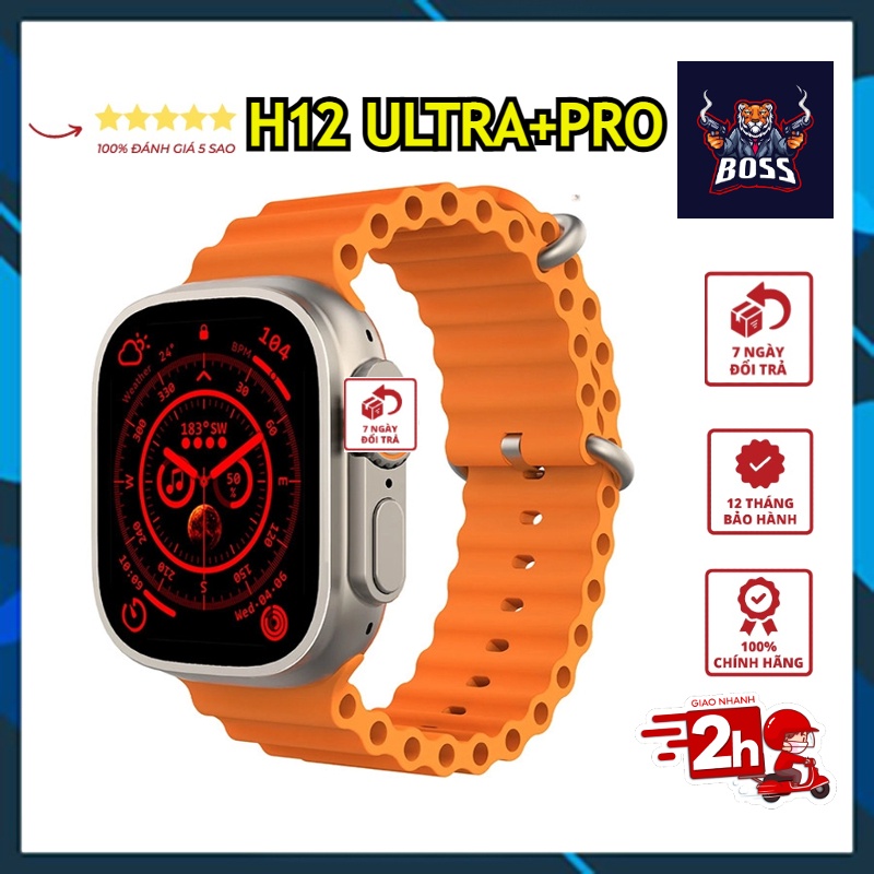 Đồng Hồ Thông Minh H12 Ultra+Pro ( Ultra+ Pro ) Series 8, Bản Chuẩn 49mm Có Ốc Thật Mặt Lưng. Bảo Hành 12 Tháng