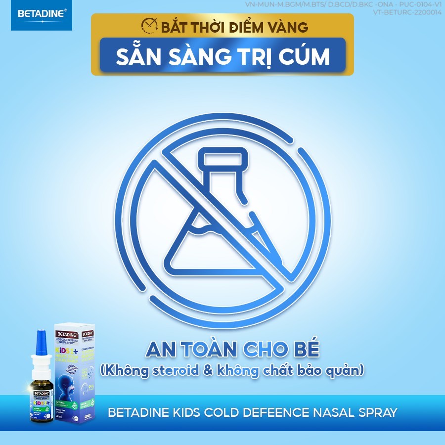 Xịt Mũi Chống Cảm Lạnh Dành Cho Trẻ Em Betadine Kids Cold Defence Nasal Spray 20ml