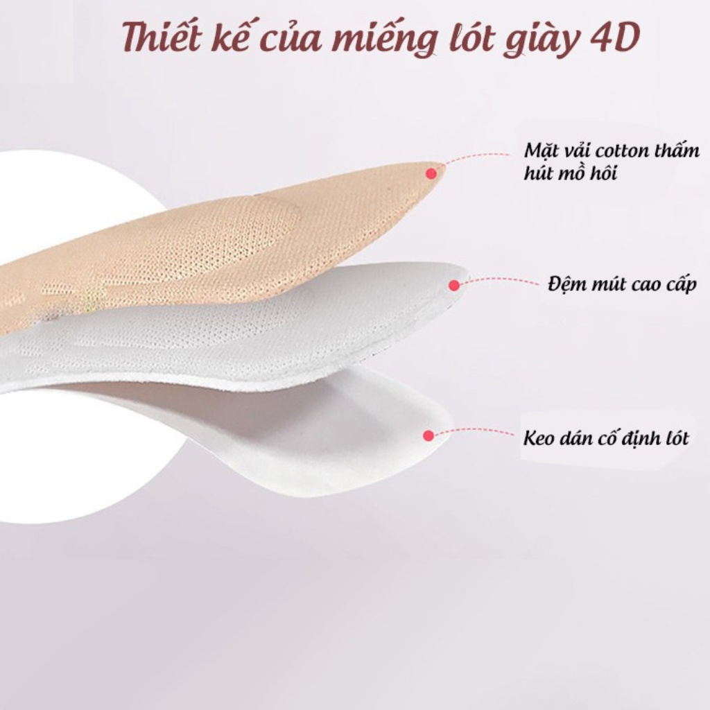 Cặp lót gót giày bảo vệ gót sau 4D cao cấp, chống thốn và trầy chân