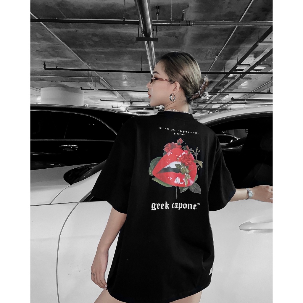 Áo thun nữ BLACKDOKI MAISON-LIPS , áo phông basic hiện đại cá tính chất cotton dày dặn oversize