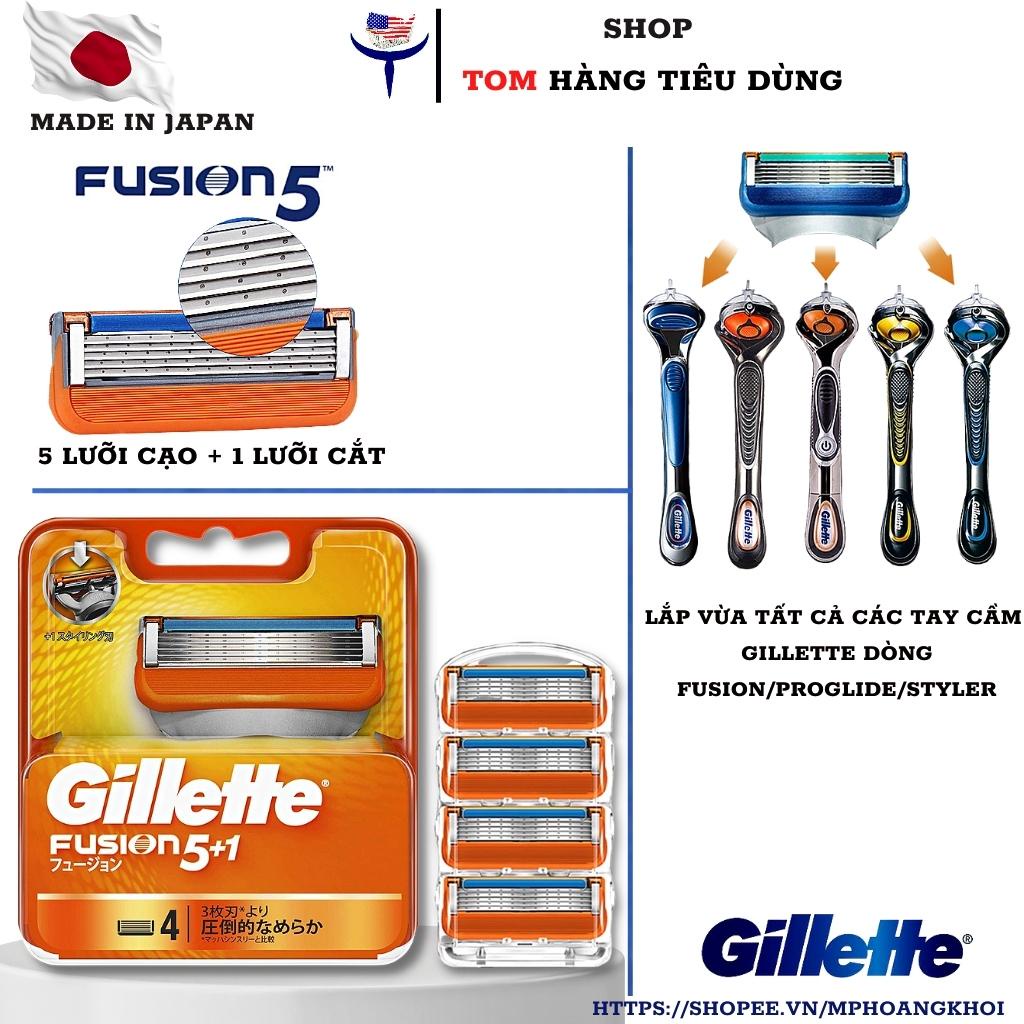 Hộp 4 Lưỡi Dao Cạo Gillette Fusion 5 Thay Thế Hàng Nhật