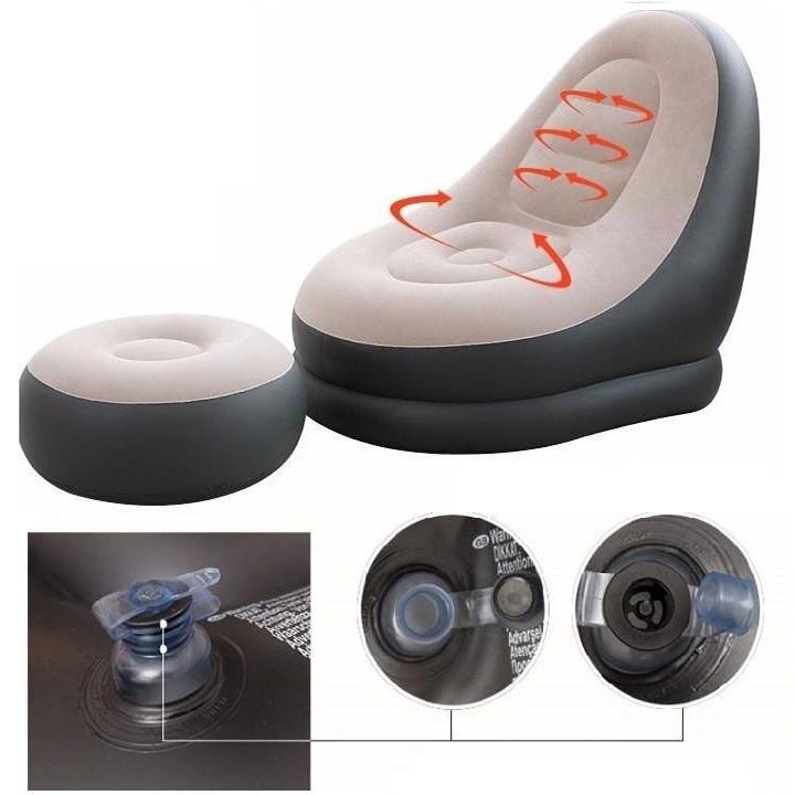 [TẶNG BƠM] Ghế hơi tựa lưng bọc nhung - Ghế bơm hơi tựa lưng intex 68564 - Sofa hơi nằm thư giãn -PK-STORE | BigBuy360 - bigbuy360.vn