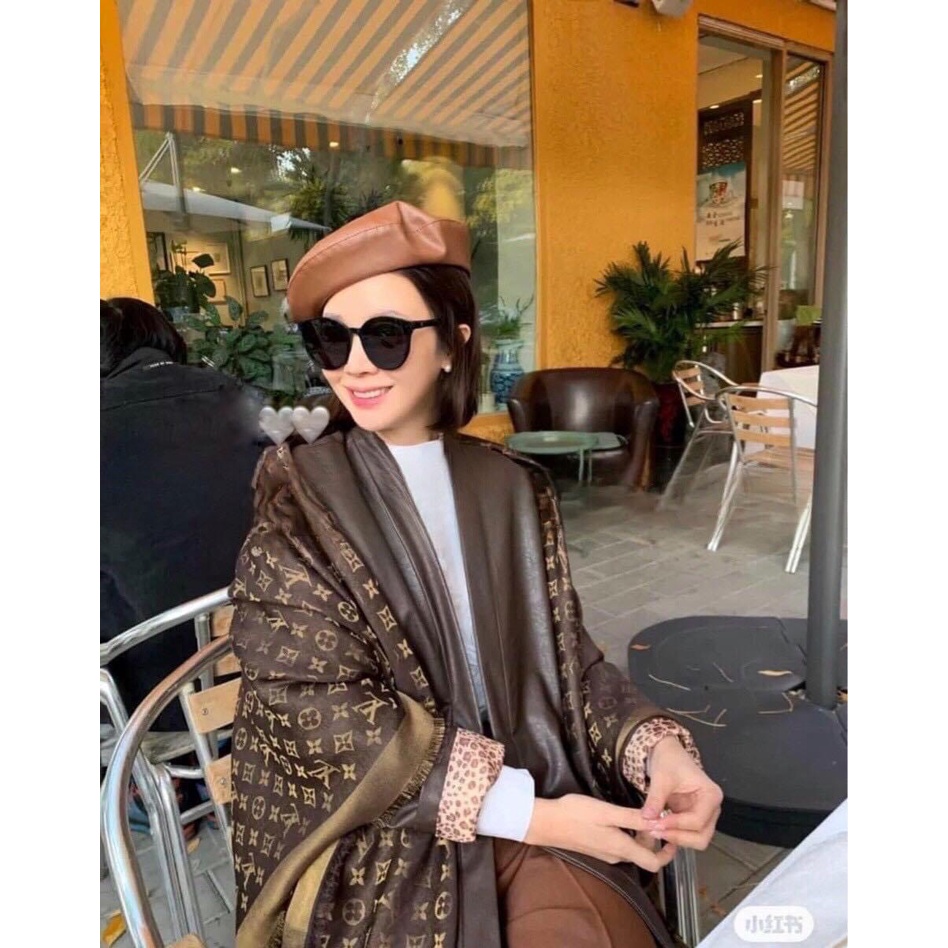 Khăn choàng Lv nâu tây nhũ thời trang cao cấp