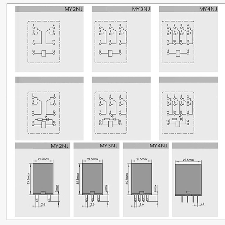 MY2NJ  OMRON Relay trung gian 5A 12V 8 Chân