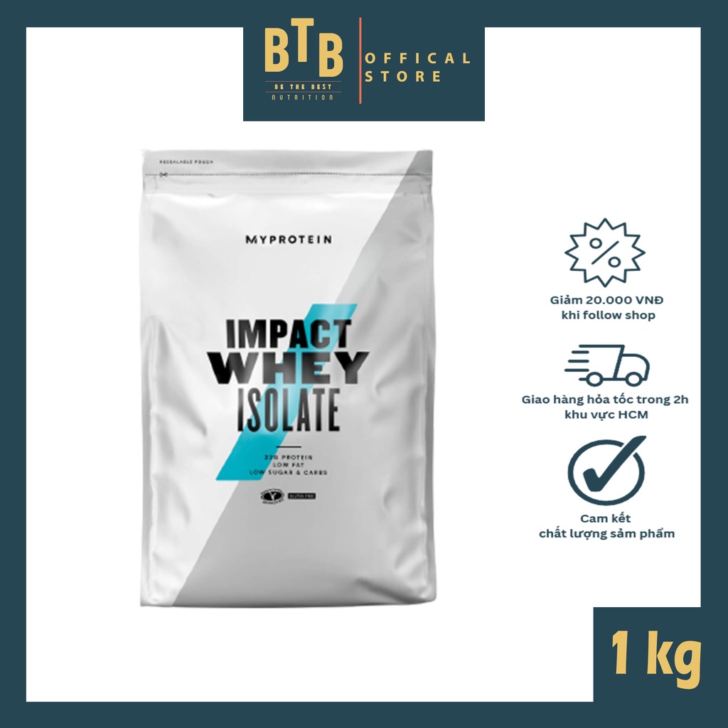 Bột đạm dinh dưỡng thể thao thể hình IMPACT WHEY ISOLATE 1KG hỗ trợ tăng cơ từ thương hiệu MYPROTEIN