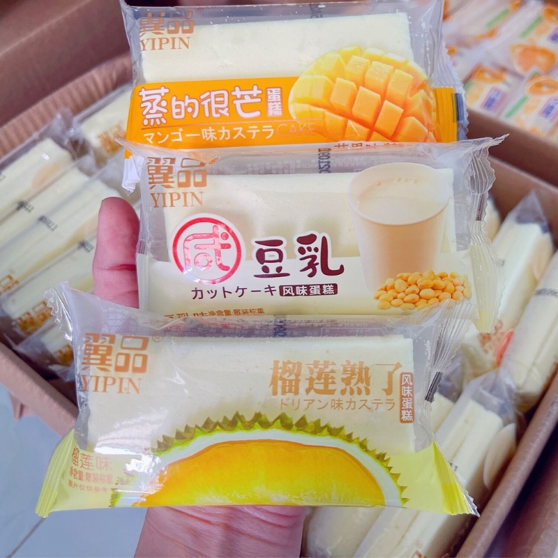 🍟 Bánh bông lan hấp Yipin vị Đậu Nành, Dưa lưới, Xoài, Sầu riêng thơm ngon
